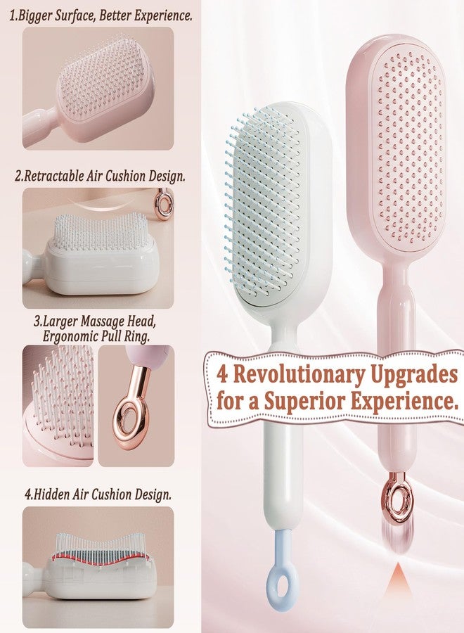 PMDYBY Retractable Cushion Massage Comb Brush, Pull Ring Cushion Massage Brush, Anti-Static Easy-Clean Massage Comb, Portable Travel, Smooth Clean Detangling Comb for All Hair Types(White) - Image 3